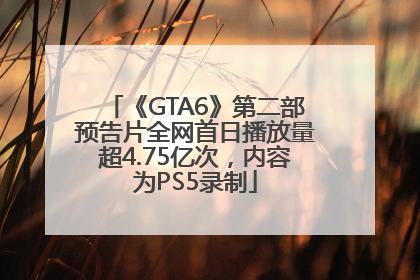 《GTA6》第二部预告片全网首日播放量超4.75亿次，内容为PS5录制