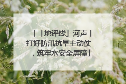 「地评线」河声丨打好防汛抗旱主动仗，筑牢水安全屏障