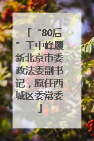“80后”王中峰履新北京市委政法委副书记，原任西城区委常委