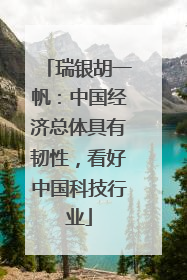 瑞银胡一帆：中国经济总体具有韧性，看好中国科技行业