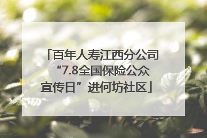百年人寿江西分公司“7.8全国保险公众宣传日”进何坊社区
