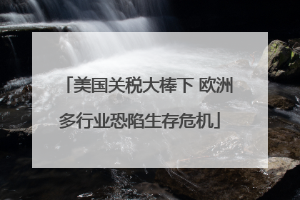美国关税大棒下 欧洲多行业恐陷生存危机