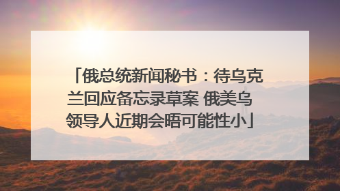 俄总统新闻秘书：待乌克兰回应备忘录草案 俄美乌领导人近期会晤可能性小