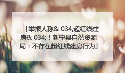 举报人称& 034;超红线建房& 034;！新宁县自然资源局：不存在超红线建房行为