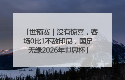 世预赛｜没有惊喜，客场0比1不敌印尼，国足无缘2026年世界杯