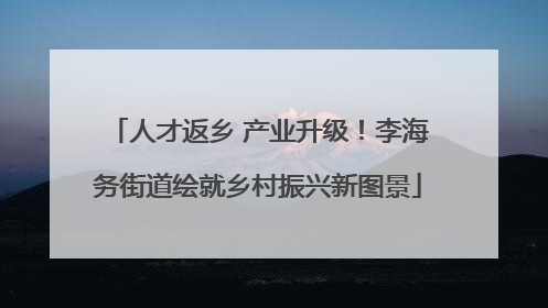 人才返乡 产业升级！李海务街道绘就乡村振兴新图景