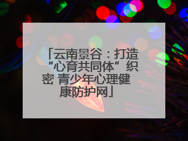 云南景谷：打造“心育共同体”织密 青少年心理健康防护网