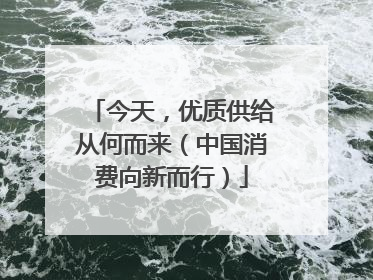 今天，优质供给从何而来（中国消费向新而行）