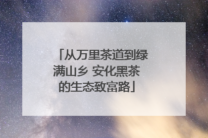 从万里茶道到绿满山乡 安化黑茶的生态致富路
