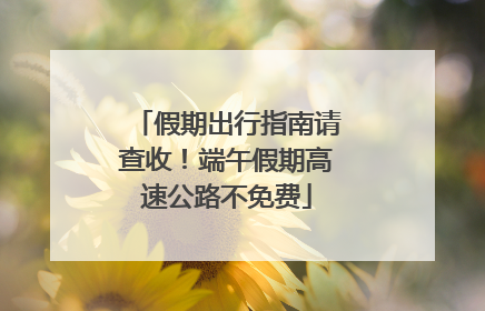 假期出行指南请查收！端午假期高速公路不免费