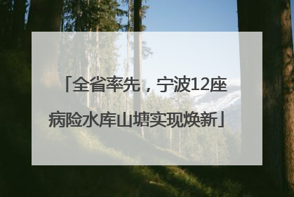 全省率先，宁波12座病险水库山塘实现焕新