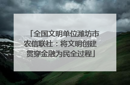 全国文明单位潍坊市农信联社：将文明创建贯穿金融为民全过程