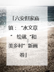六安但家庙镇：“水文章” 绘就“和美乡村”新画卷