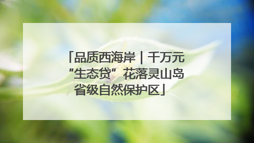 品质西海岸｜千万元“生态贷”花落灵山岛省级自然保护区