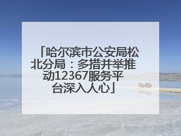 哈尔滨市公安局松北分局：多措并举推动12367服务平台深入人心