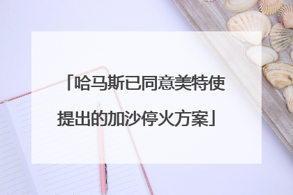 哈马斯已同意美特使提出的加沙停火方案