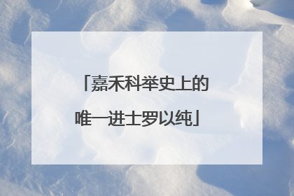 嘉禾科举史上的唯一进士罗以纯
