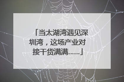 当太湖湾遇见深圳湾，这场产业对接干货满满……
