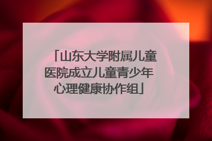 山东大学附属儿童医院成立儿童青少年心理健康协作组