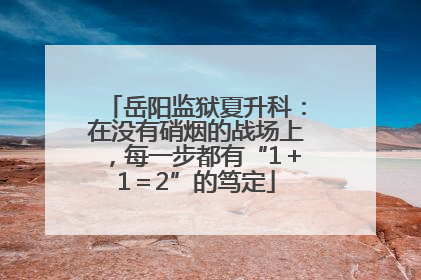 岳阳监狱夏升科：在没有硝烟的战场上，每一步都有“1＋1＝2”的笃定