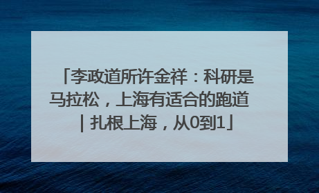 李政道所许金祥：科研是马拉松，上海有适合的跑道｜扎根上海，从0到1