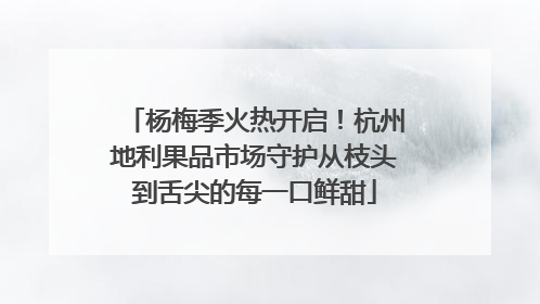 杨梅季火热开启！杭州地利果品市场守护从枝头到舌尖的每一口鲜甜