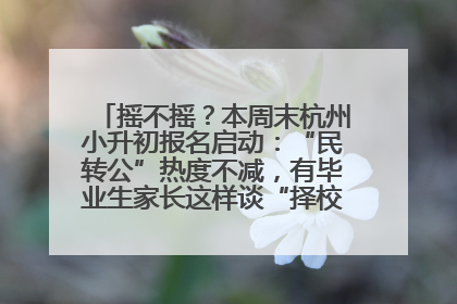 摇不摇？本周末杭州小升初报名启动：“民转公”热度不减，有毕业生家长这样谈“择校真相”……