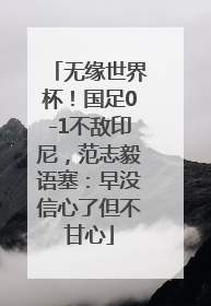无缘世界杯！国足0-1不敌印尼，范志毅语塞：早没信心了但不甘心
