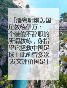 潘粤明炮轰国足教练伊万：一个装傻不辞职的所谓教练，你指望它拯救中国足球！此前曾多次发文评价国足