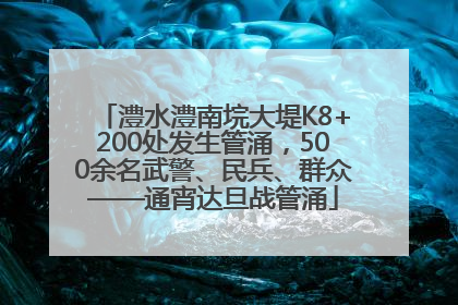 澧水澧南垸大堤K8+200处发生管涌，500余名武警、民兵、群众——通宵达旦战管涌