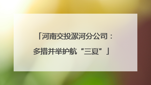河南交投漯河分公司：多措并举护航“三夏”