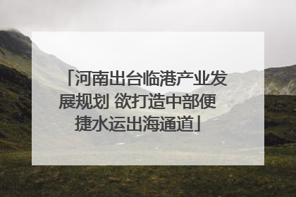 河南出台临港产业发展规划 欲打造中部便捷水运出海通道