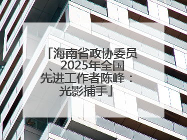 海南省政协委员、2025年全国先进工作者陈峰：光影捕手