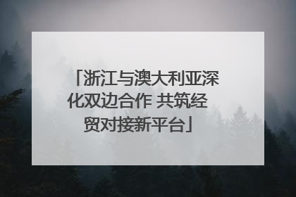 浙江与澳大利亚深化双边合作 共筑经贸对接新平台