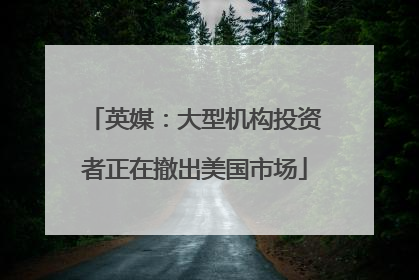 英媒：大型机构投资者正在撤出美国市场