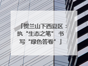 贺兰山下西夏区：执“生态之笔” 书写“绿色答卷”
