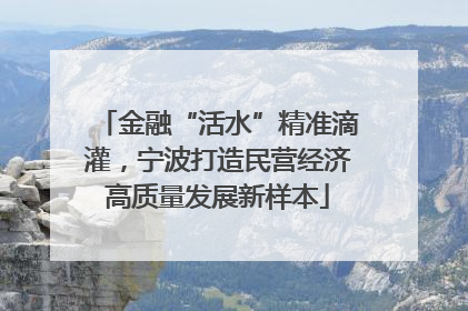 金融“活水”精准滴灌，宁波打造民营经济高质量发展新样本