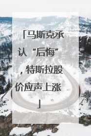 马斯克承认“后悔”，特斯拉股价应声上涨